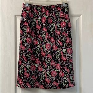 Hillard & Hanson Black and Pink Floral Skirt